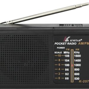 מכשיר רדיו נייד AM/FM איכותי הפועל על סוללות.